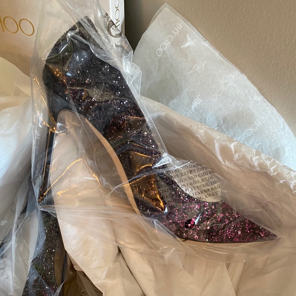 🎁HP🎁 Jimmy Choo Romy Gradient Pink & Black 100mm Pumps - Picture 3 of 12